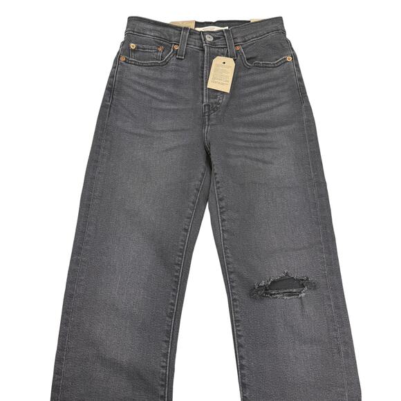 NWT LEVI'S Women's Wedgie High Rise Straight Leg Jeans Sz 24 Destruction Washed - Picture 4 of 10